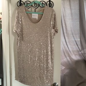 Short sleeve silver sequin dress. Worn once.
